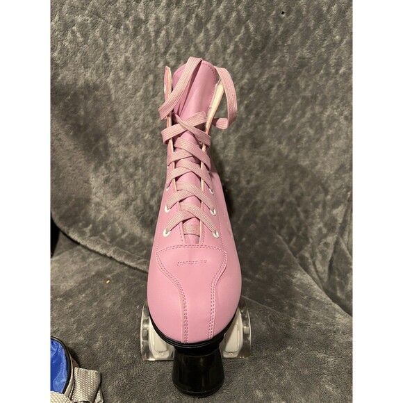 Women's Roller Skates PU Leather High Women's 10 / Men's 8.5 Pink W/flash wheel - Picture 4 of 10